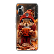 Печатный чехол «Зверята с кофе» для TECNO Spark 7P – Белка с кофе