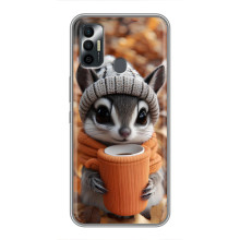 Печатный чехол «Зверята с кофе» для TECNO Spark 7P