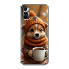 Печатный чехол «Зверята с кофе» для TECNO Spark 7P – Песик с кофе