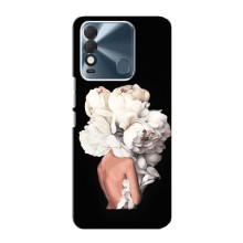 Чехлы (ART) Цветы на TECNO Spark 8 (VPrint) (Белые цветы)