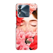 Чехлы (ART) Цветы на TECNO Spark 8 (VPrint) (Глаза в цветах)