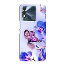 Чехлы с Цветами для TECNO Spark 8 (VPrint) (Бабочка на цветочке)