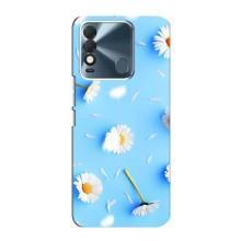 Чехол с Цветами для TECNO Spark 8 (ромашки на голубом)