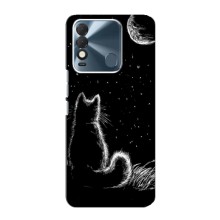 Чехол с принтом для TECNO Spark 8 (AlphaPrint) Модные коты (Котик и луна)