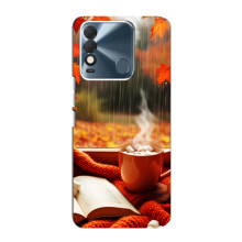 Чехол с уникальным дизайном «Осень с кофе» для TECNO Spark 8 – Кофе и дождь