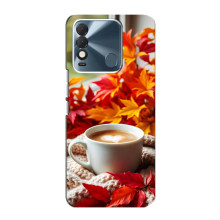 Чехол с уникальным дизайном «Осень с кофе» для TECNO Spark 8