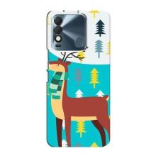 Силиконовый бампер с картинкой животных для TECNO Spark 8 (Олень с шарфом)