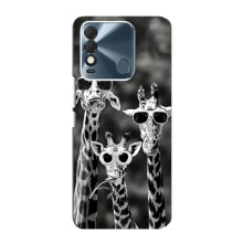 Силиконовый чехол с КАРТИНКАМИ лето для TECNO Spark 8 (AlphaPrint) (Жирафы в очках)