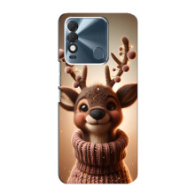 Яркий чехол для TECNO Spark 8 с Зимними Оленятами – Олень в свитере