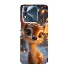 Яркий чехол для TECNO Spark 8 с Зимними Оленятами – Оленёнок среди гирлянд