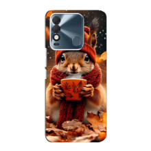 Печатный чехол «Зверята с кофе» для TECNO Spark 8 – Белка с кофе