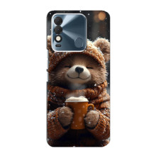Печатный чехол «Зверята с кофе» для TECNO Spark 8 – Мишка с кофе