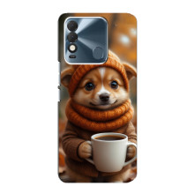 Печатный чехол «Зверята с кофе» для TECNO Spark 8 – Песик с кофе