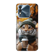 Печатный чехол «Зверята с кофе» для TECNO Spark 8 – Тигр с кофе