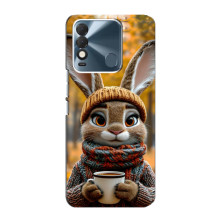 Печатный чехол «Зверята с кофе» для TECNO Spark 8 – Зайчик с кофе