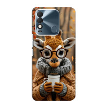 Печатный чехол «Зверята с кофе» для TECNO Spark 8 – Жираф с кофе