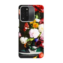 Брендновые Чехлы для TECNO Spark 8C - (PREMIUMPrint) – Nike цветы