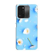 Чехол с Цветами для TECNO Spark 8C (ромашки на голубом)