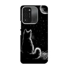 Чехол с принтом для TECNO Spark 8C (AlphaPrint) Модные коты (Котик и луна)