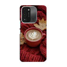 Чехол с уникальным дизайном «Осень с кофе» для TECNO Spark 8C – Кофе на пледе