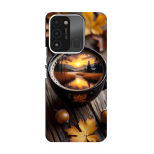 Чехол с уникальным дизайном «Осень с кофе» для TECNO Spark 8C – Тёмный кофе