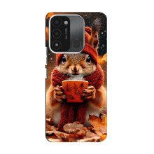 Друкований чохол 'Звірята з кавою' для TECNO Spark 8C – Білка з кавою