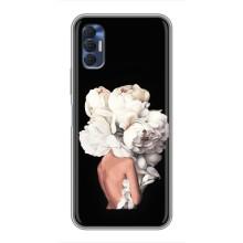Чехлы (ART) Цветы на TECNO Spark 8P (VPrint) (Белые цветы)