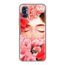 Чехлы (ART) Цветы на TECNO Spark 8P (VPrint) (Глаза в цветах)