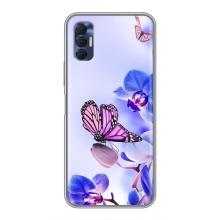 Чехлы с Цветами для TECNO Spark 8P (VPrint) (Бабочка на цветочке)