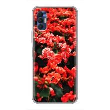Чехлы с Цветами для TECNO Spark 8P (VPrint) (Цветы красные)