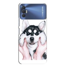 Чехол с Хаски для TECNO Spark 8P - (AlphaPrint) (Хаски улыбака)