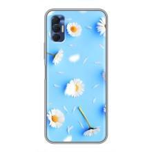 Чехол с Цветами для TECNO Spark 8P (ромашки на голубом)
