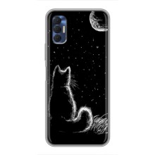 Чехол с принтом для TECNO Spark 8P (AlphaPrint) Модные коты (Котик и луна)