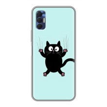 Чехол с принтом для TECNO Spark 8P (AlphaPrint) Модные коты (Падающий кот)