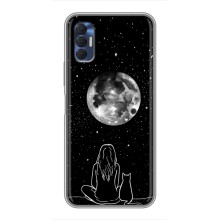 Чехол с рисунком кот на TECNO Spark 8P (Девушка с котом)