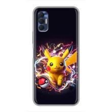 Чехол с Пикачу на TECNO Spark 8P (Пикачу с мячом)