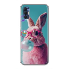 Чехол с принтом стильные животные для Техно Спарк 8Р (Кролик в очках)