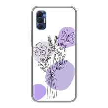 Силиконовый чехол с принтом в цветах на TECNO Spark 8P – Фиолетовый букет