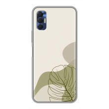 Силиконовый чехол с принтом в цветах на TECNO Spark 8P – Монстера зелёная