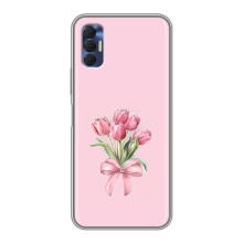 Чехол с розовым рисунком для TECNO Spark 8P (Букет цветов)