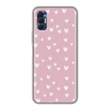 Чехол с розовым рисунком для TECNO Spark 8P (Сердечки на розовом)