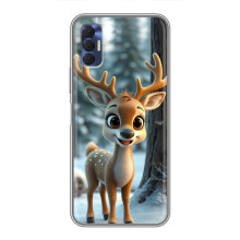 Яркий чехол для TECNO Spark 8P с Зимними Оленятами – Оленёнок в лесу
