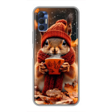 Друкований чохол 'Звірята з кавою' для TECNO Spark 8P – Білка з кавою