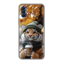 Друкований чохол 'Звірята з кавою' для TECNO Spark 8P – Тигр з кавою