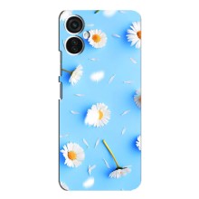 Чехол с Цветами для TECNO Spark 9 Pro (ромашки на голубом)
