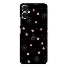 Чехол с розовым рисунком для TECNO Spark 9 Pro – Розовые цветы на черном