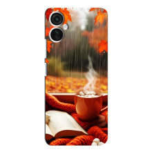 Чехол с уникальным дизайном «Осень с кофе» для TECNO Spark 9 Pro – Кофе и дождь