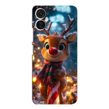 Яркий чехол для TECNO Spark 9 Pro с Зимними Оленятами (Олень в шарфе)