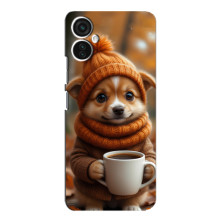 Печатный чехол «Зверята с кофе» для TECNO Spark 9 Pro – Песик с кофе