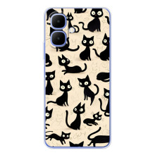 Чехол с рисунком кот на Tecno Spark Go 2 (Черные коты)
